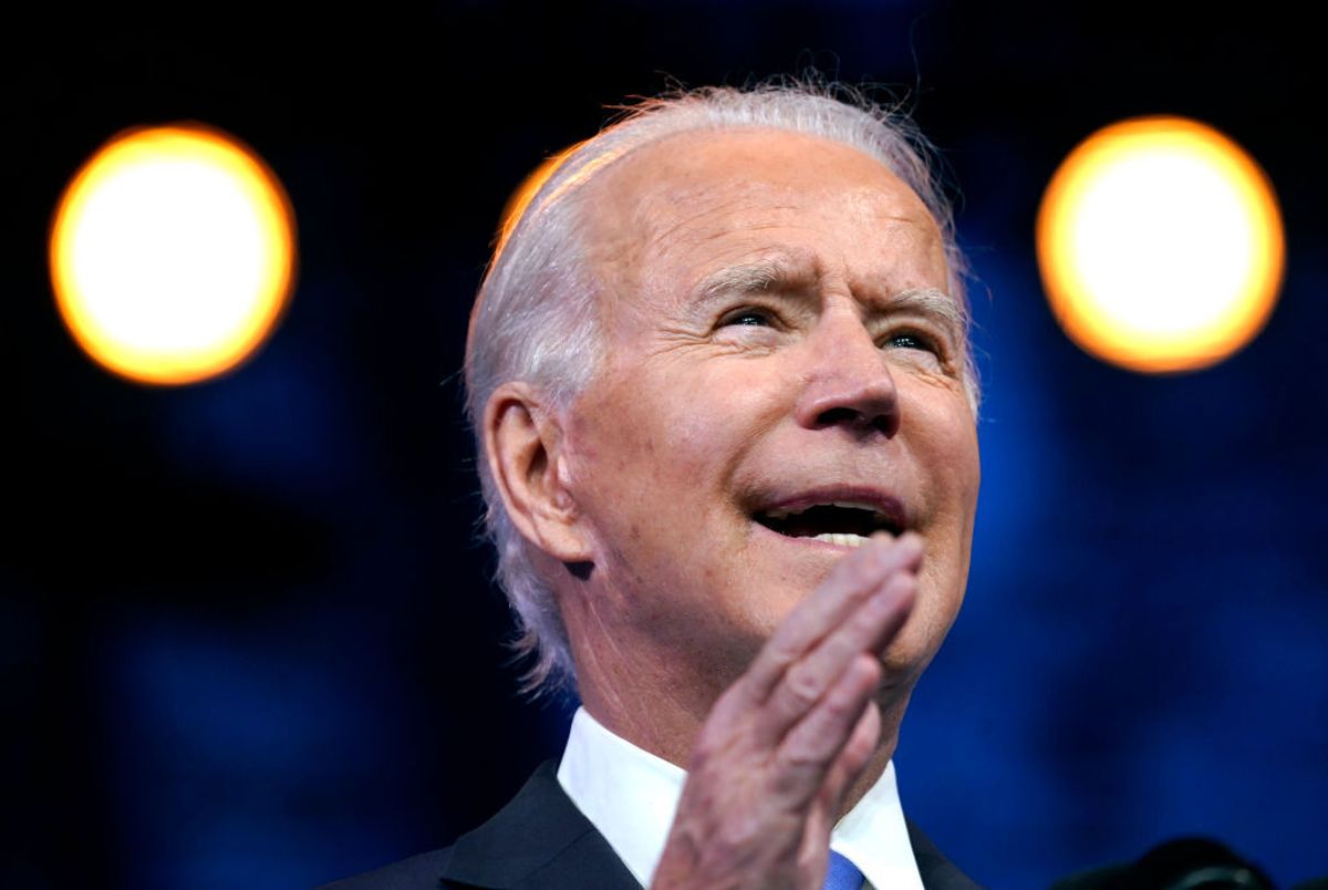 WILMINGTON, DELAWARE - DECEMBER 14: U.S. President-elect Joe Biden speaks about the Electoral College vote certification process at The Queen theater on December 14, 2020 in Wilmington, Delaware. On Monday, presidential electors of the Electoral College gathered in state capitals across the nation to cast their ballots for president and vice president. Their ballots will be formally counted during a joint session of Congress on January 6, 2021. (Photo by Drew Angerer/Getty Images) (Getty Images)